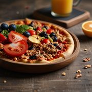 Pomysł na śniadanie - pełnoziarnista pizza z sosem pomidorowym i warzywami